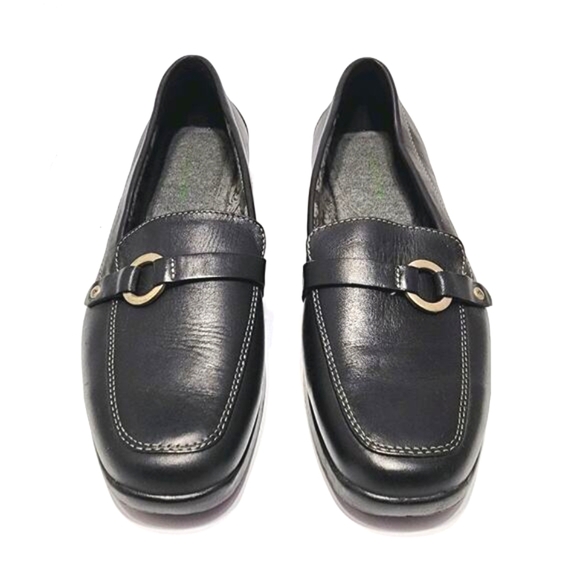 Grasshoppers Women's Black Leather Comfort Flats Size 8.5 Business Casual Loafer - Picture 5 of 8